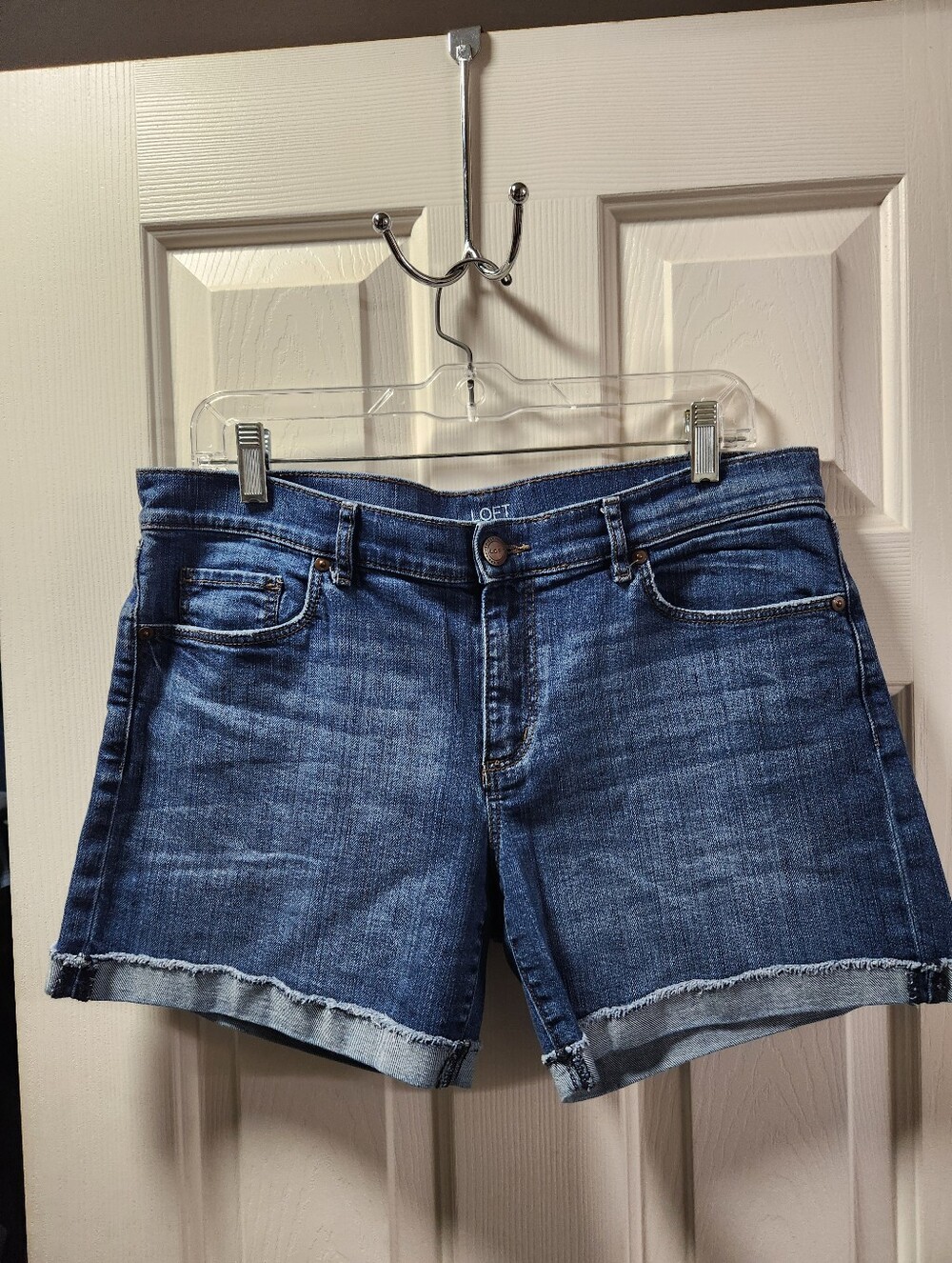 LOFT Medium Blue Denim Cuffed Hem Shorts